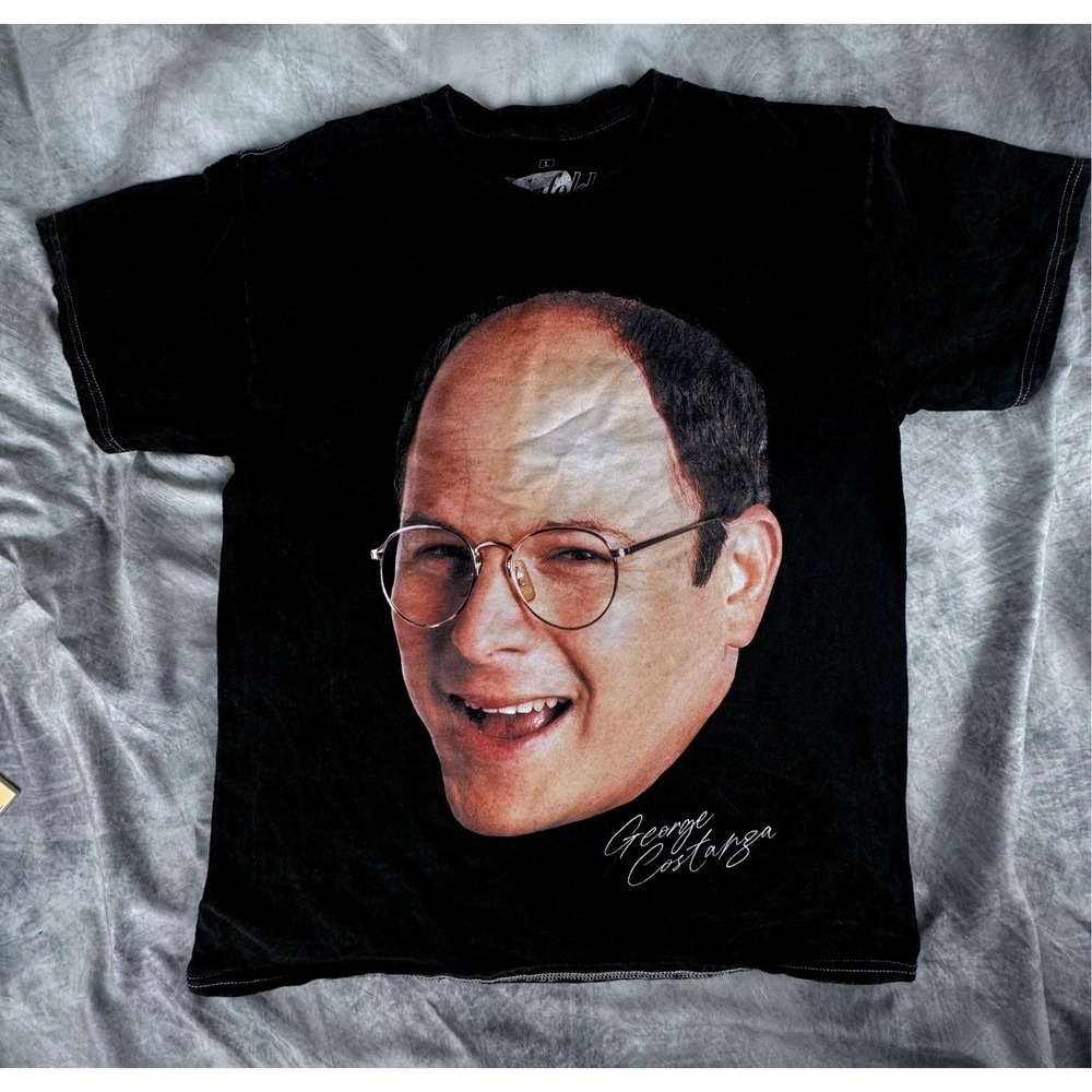 Seinfeld George Costanza Big Face Graphic T Shirt Mens Large Black Retro Sitcom